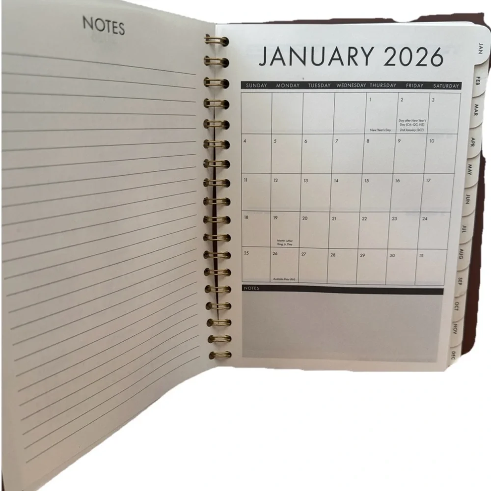 Lady Jayne 2026 Monthly & Weekly Planner January- Dec 2026- Peach Pink 9x7”